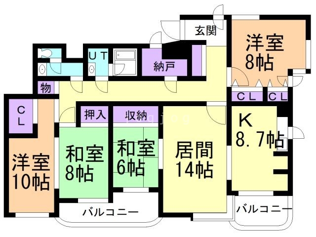 札幌市西区山の手四条のマンションの間取り