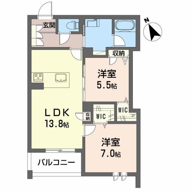 四日市市本郷町のマンションの間取り