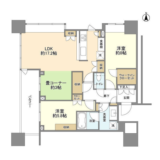 川崎市中原区小杉町のマンションの間取り