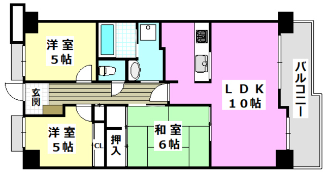 【吹田市岸部北のマンションの間取り】