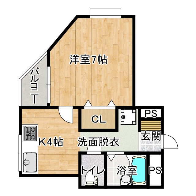 高知市八反町のマンションの間取り