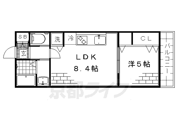 京都市伏見区深草町通町のマンションの間取り