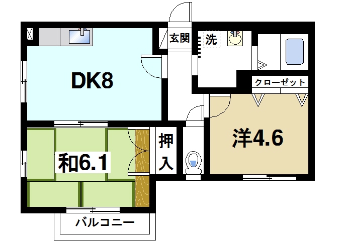 奈良市中山町のアパートの間取り