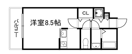 京都市北区衣笠開キ町のマンションの間取り