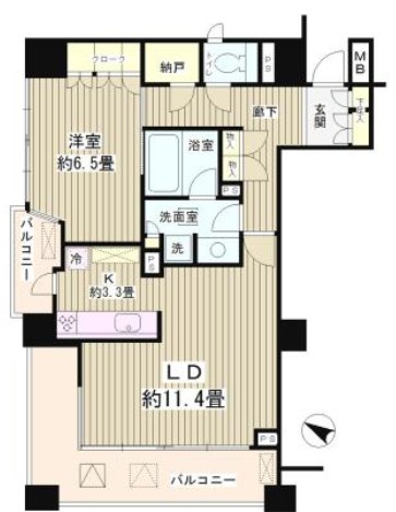 【新宿区若松町のマンションの間取り】