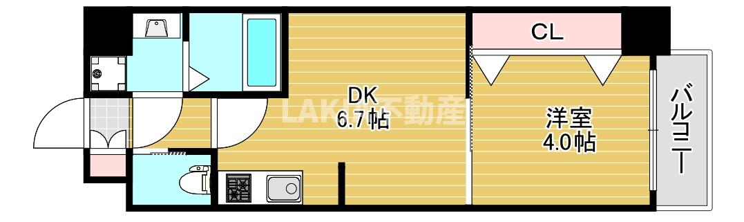 天王寺区烏ヶ辻共同住宅の間取り