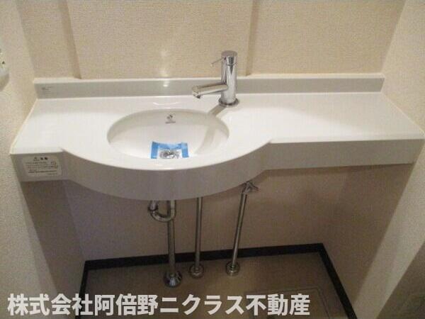 洗面設備　内装は別部屋の参考写真です。