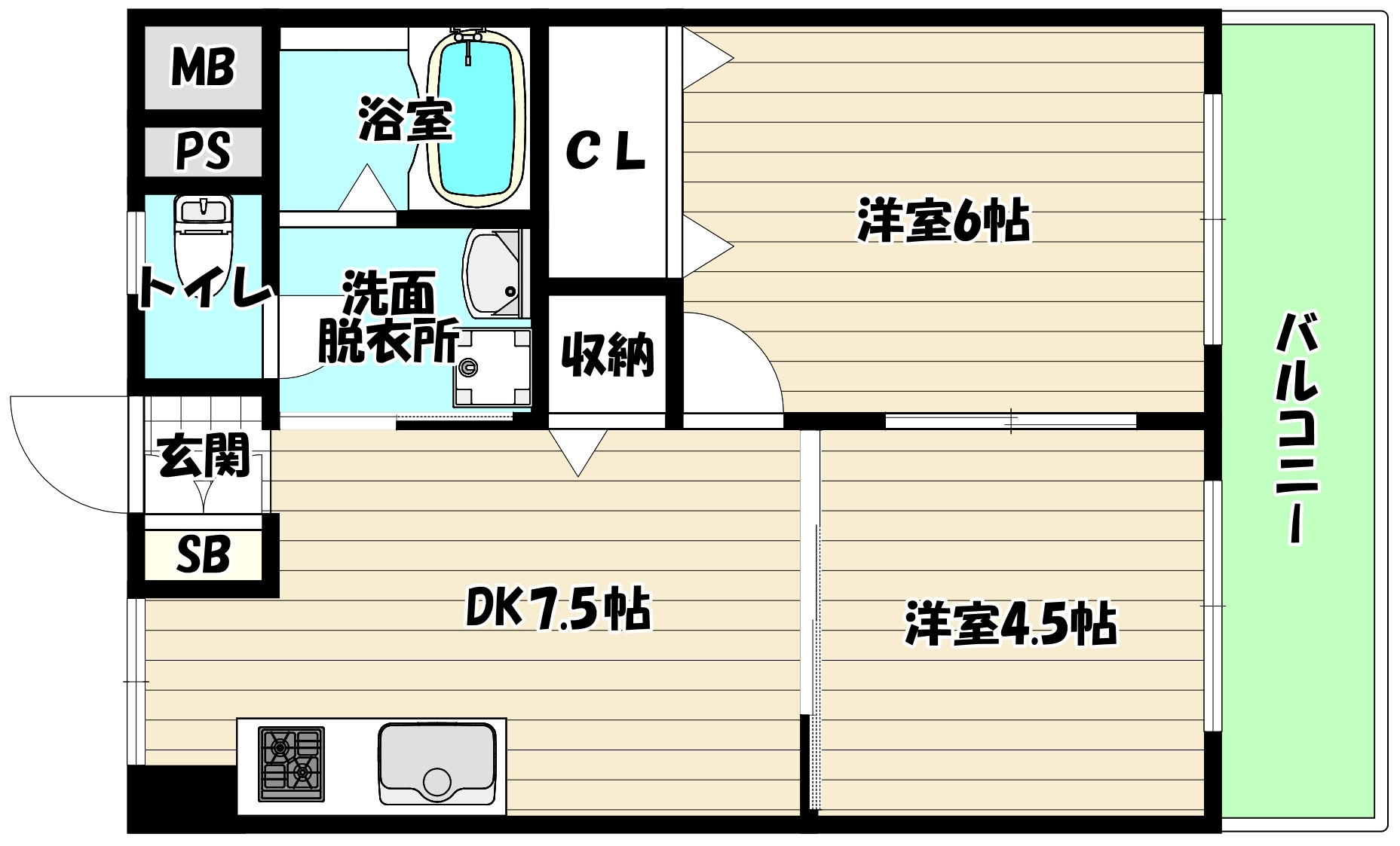 地下鉄御堂筋線 西中島南方駅 徒歩7分 7階建 築48年の間取り写真