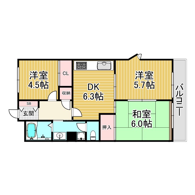 ルシェ-ル武庫之荘の間取り写真