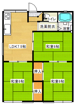 宇都宮市大和のアパートの間取り