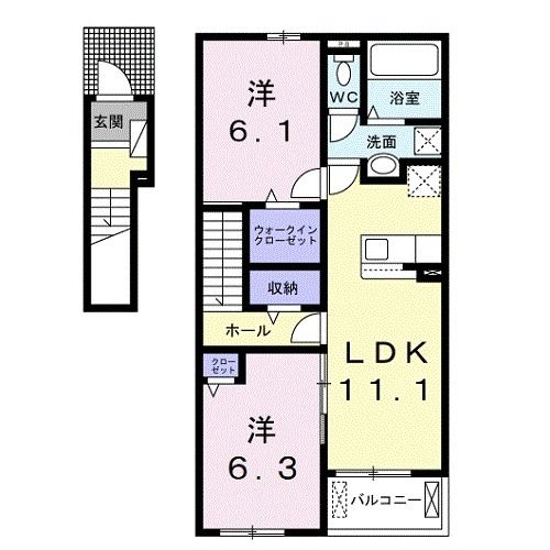 橋本市高野口町伏原のアパートの間取り