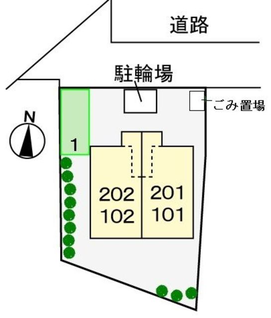 【昭島市緑町のアパートの駐車場】