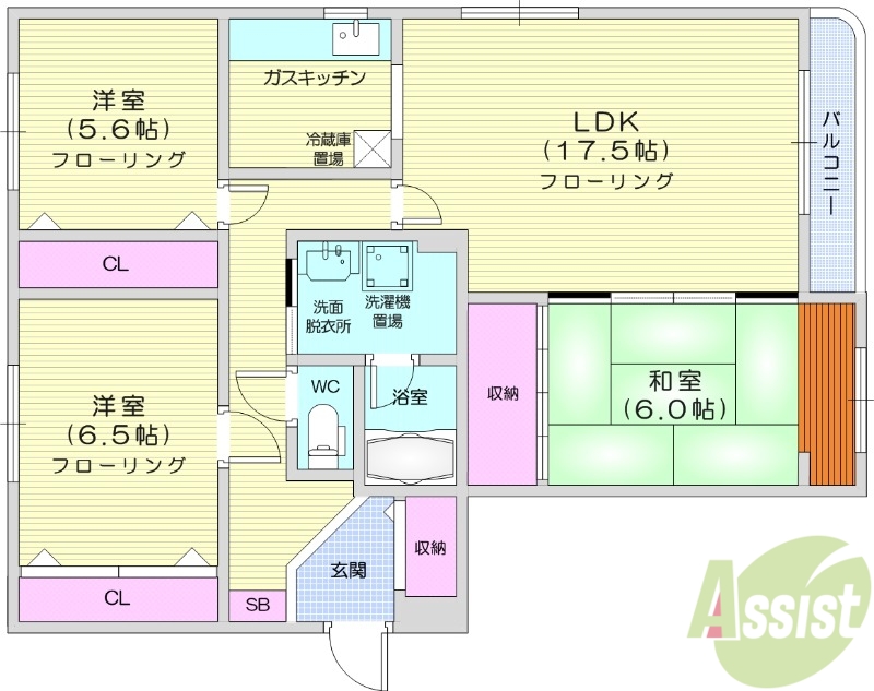 LEESPACE篠路Ｂの間取り