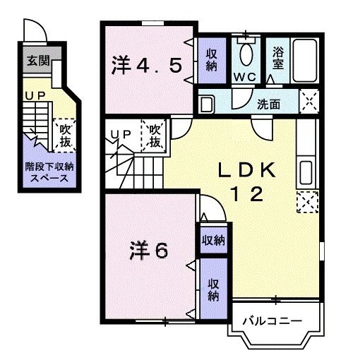 竹原市西野町のアパートの間取り