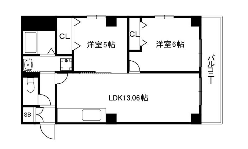 京都市中京区九町目のマンションの間取り