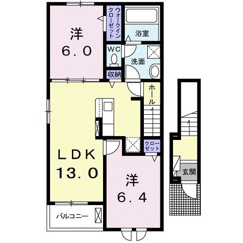 栗原市志波姫南堀口のアパートの間取り