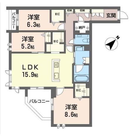 さいたま市緑区美園のマンションの間取り