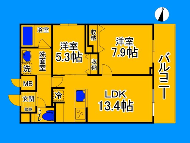 堺市堺区向陵西町のマンションの間取り