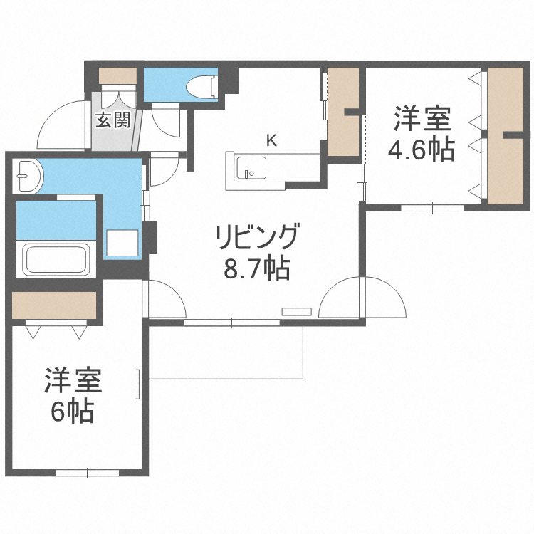 札幌市北区北六条西のマンションの間取り