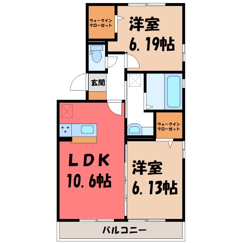 伊勢崎市中町のアパートの間取り