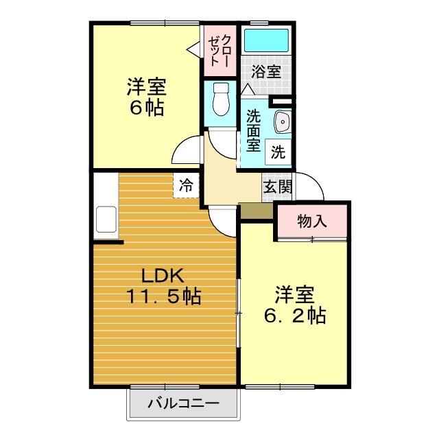 下関市豊浦町大字川棚のアパートの間取り