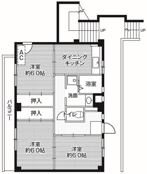 ビレッジハウス亀井野３号棟の間取り