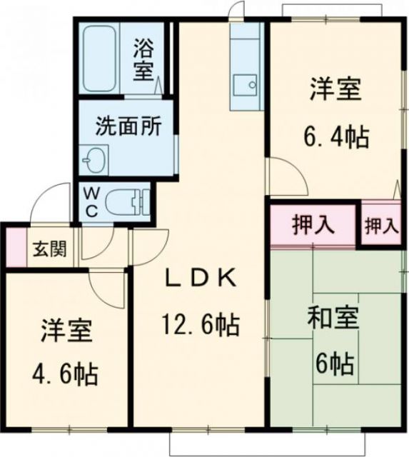 泉佐野市中町のアパートの間取り