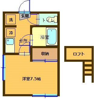 仙台市太白区向山のアパートの間取り