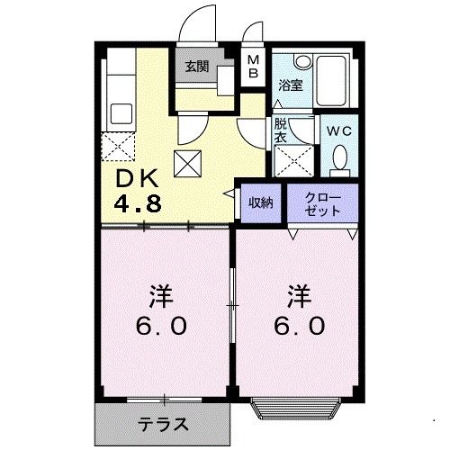 ホワイトルーム飯村Ｄの間取り