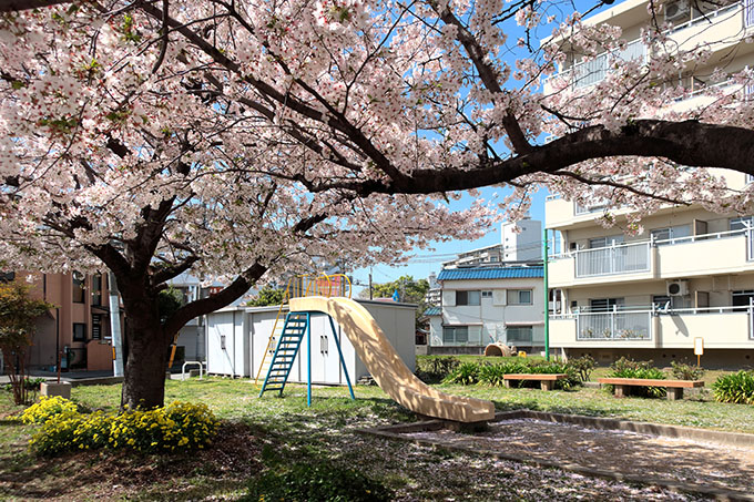 【大阪市東淀川区北江口のアパートの公園】