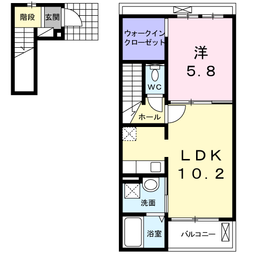 岡山市北区野殿東町のアパートの間取り