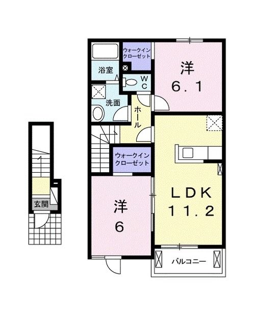 八代市千丁町新牟田のアパートの間取り