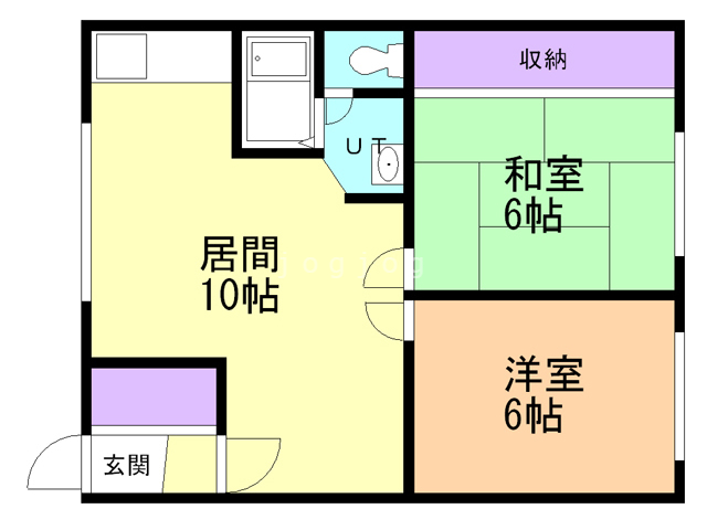 札幌市西区平和二条のアパートの間取り