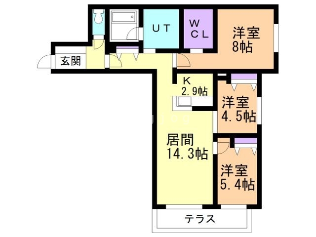 札幌市豊平区月寒西一条のマンションの間取り