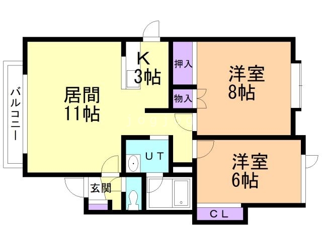 カーサ上町１．１IIの間取り