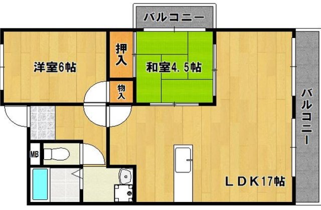 姫路市白国のマンションの間取り