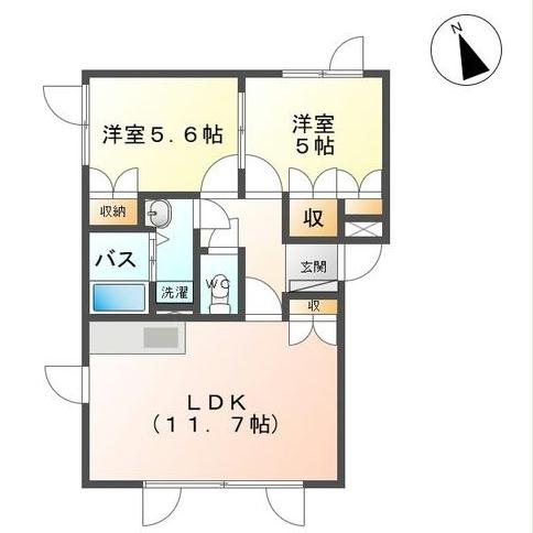 函館市乃木町のアパートの間取り