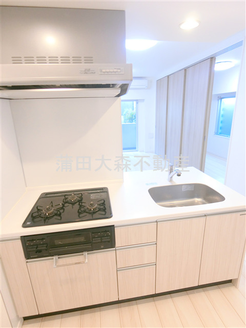 キッチン　３口ガスグリル付システムキッチン　カウンターキッチン