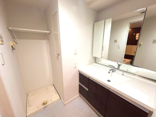 洗面設備　ゆったりとスペースのある洗面所