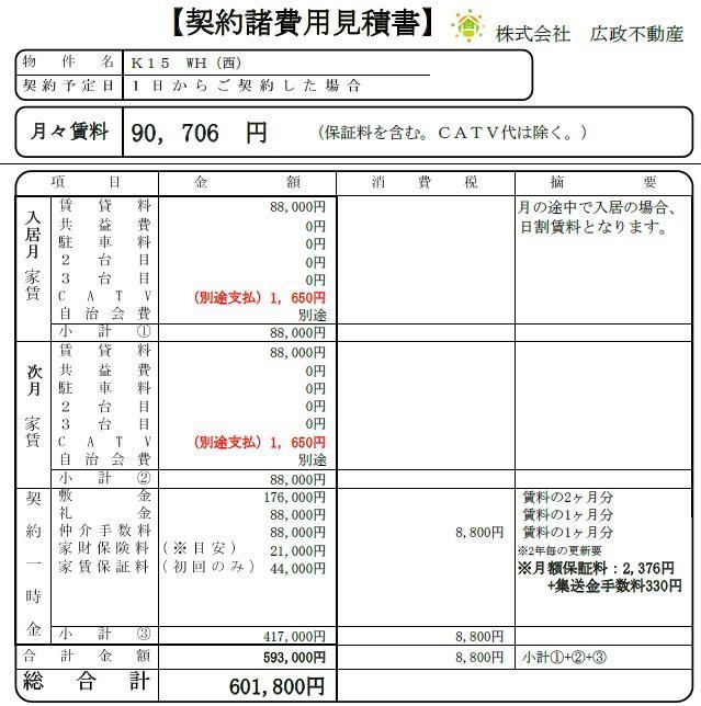 その他設備　初期費用見積
