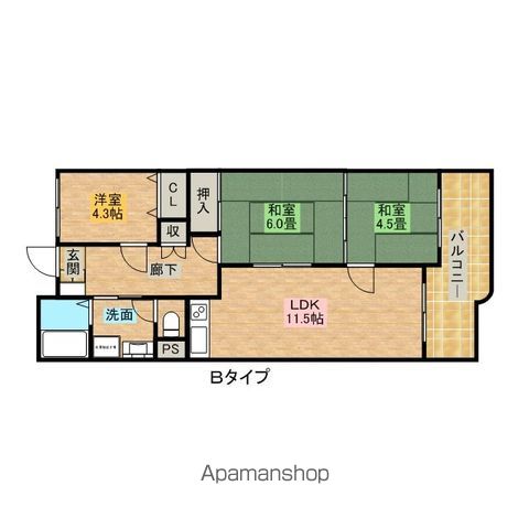 ＪＲ阪和線 上野芝駅 徒歩9分 3階建 築32年の間取り写真