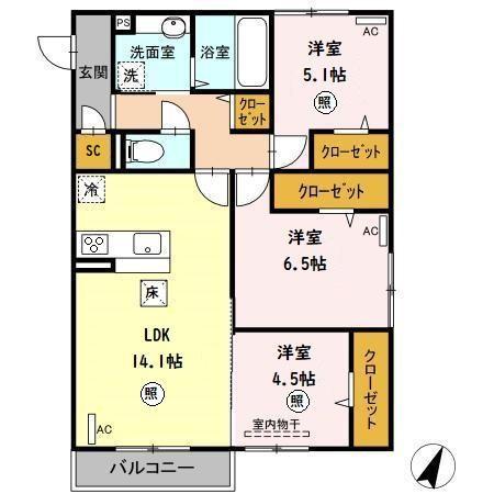 ハピネス古賀島Aの間取り写真