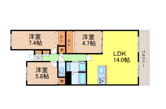 地下鉄鶴舞線 上前津駅 徒歩5分 14階建 築48年の間取り写真