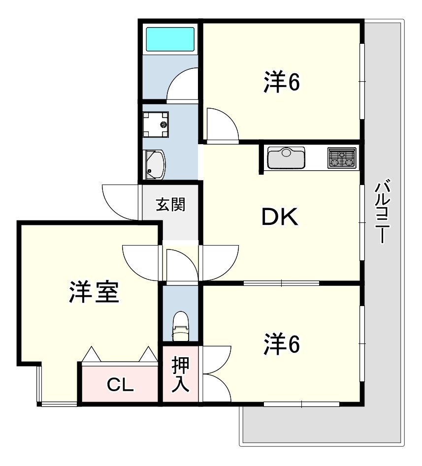 ＪＲ山陽本線 朝霧駅 徒歩14分 4階建 築39年の間取り写真