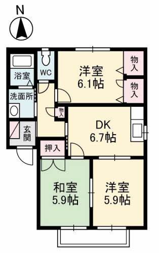 ヴェルディハイツ　B棟の間取り