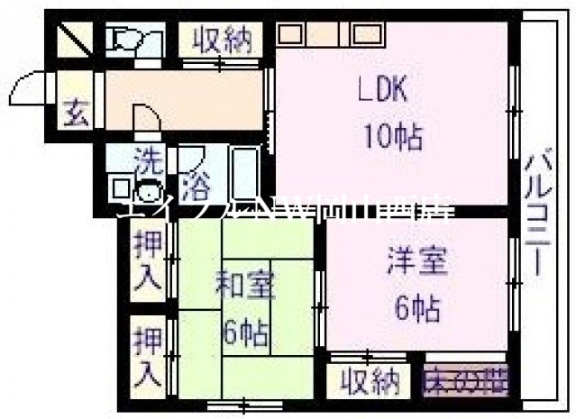 岡山市北区伊島町のマンションの間取り