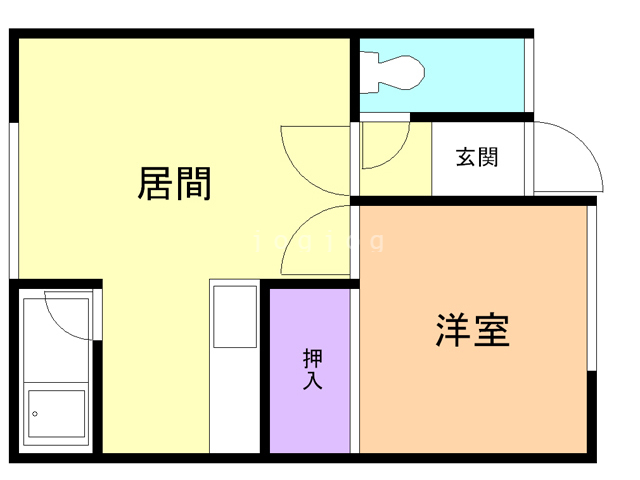 旭川市神楽岡五条のアパートの間取り