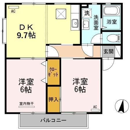 福山市新浜町のアパートの間取り