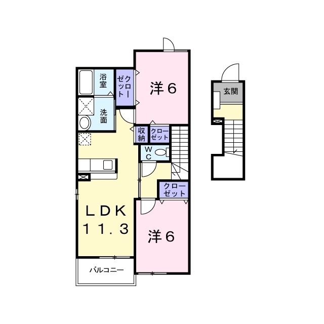 上田市中丸子のアパートの間取り