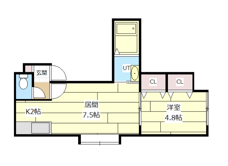 岩見沢市一条西のアパートの間取り